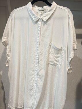 cloth & stone White Collared Button-Down Top